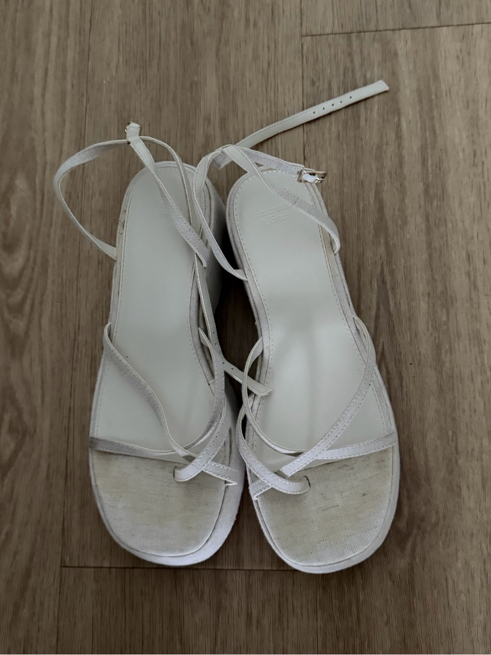 Abercrombie and fitch Strappy platform Sandals in Off-White Linen